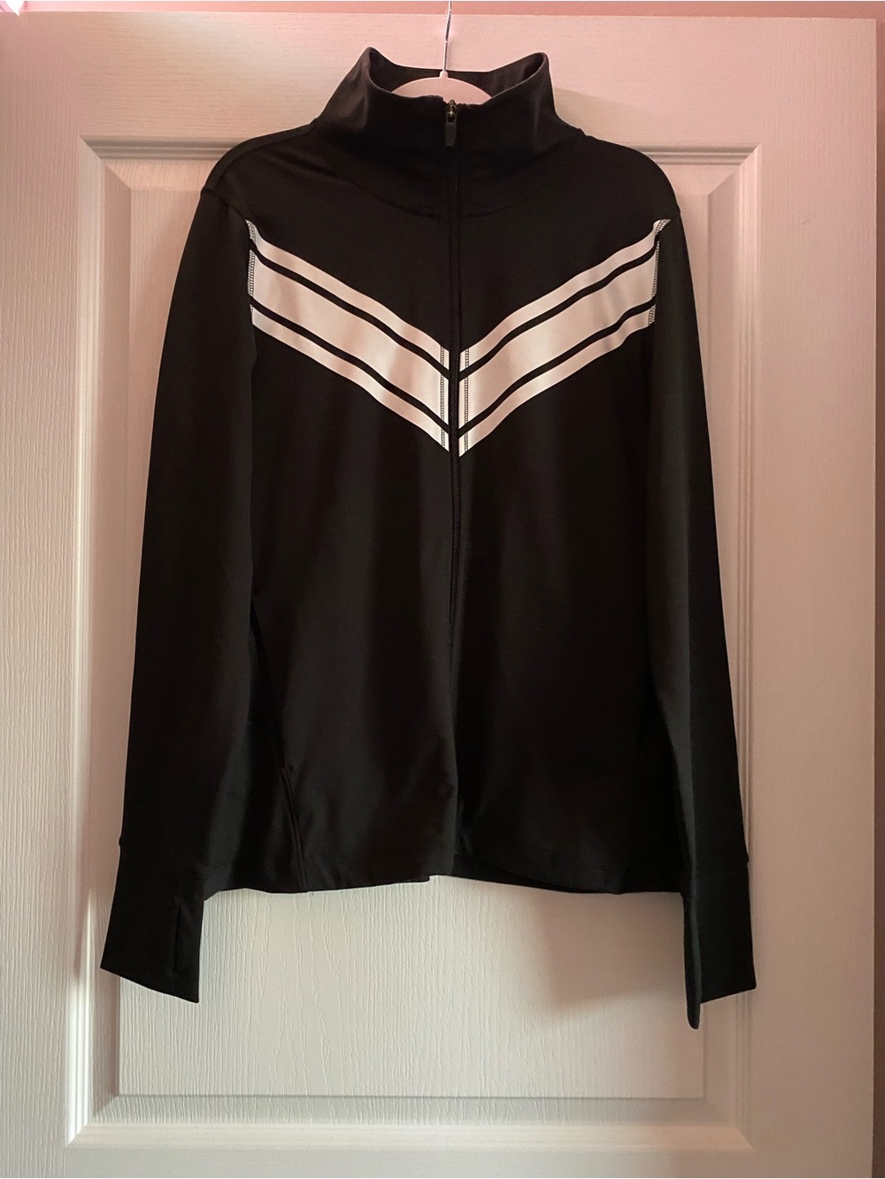 DSG Black Track Jacket with White Chevron Stripes